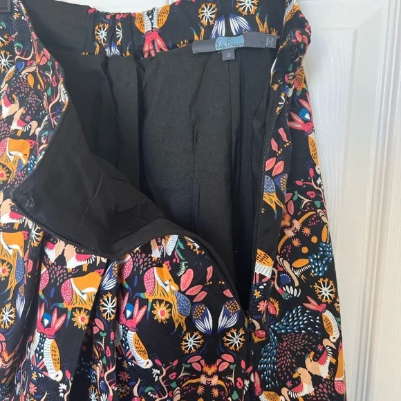 Eva Franco Anthropologie Folk Art Animal Print Midi Skirt Women’s Size 4 - Picture 7 of 10